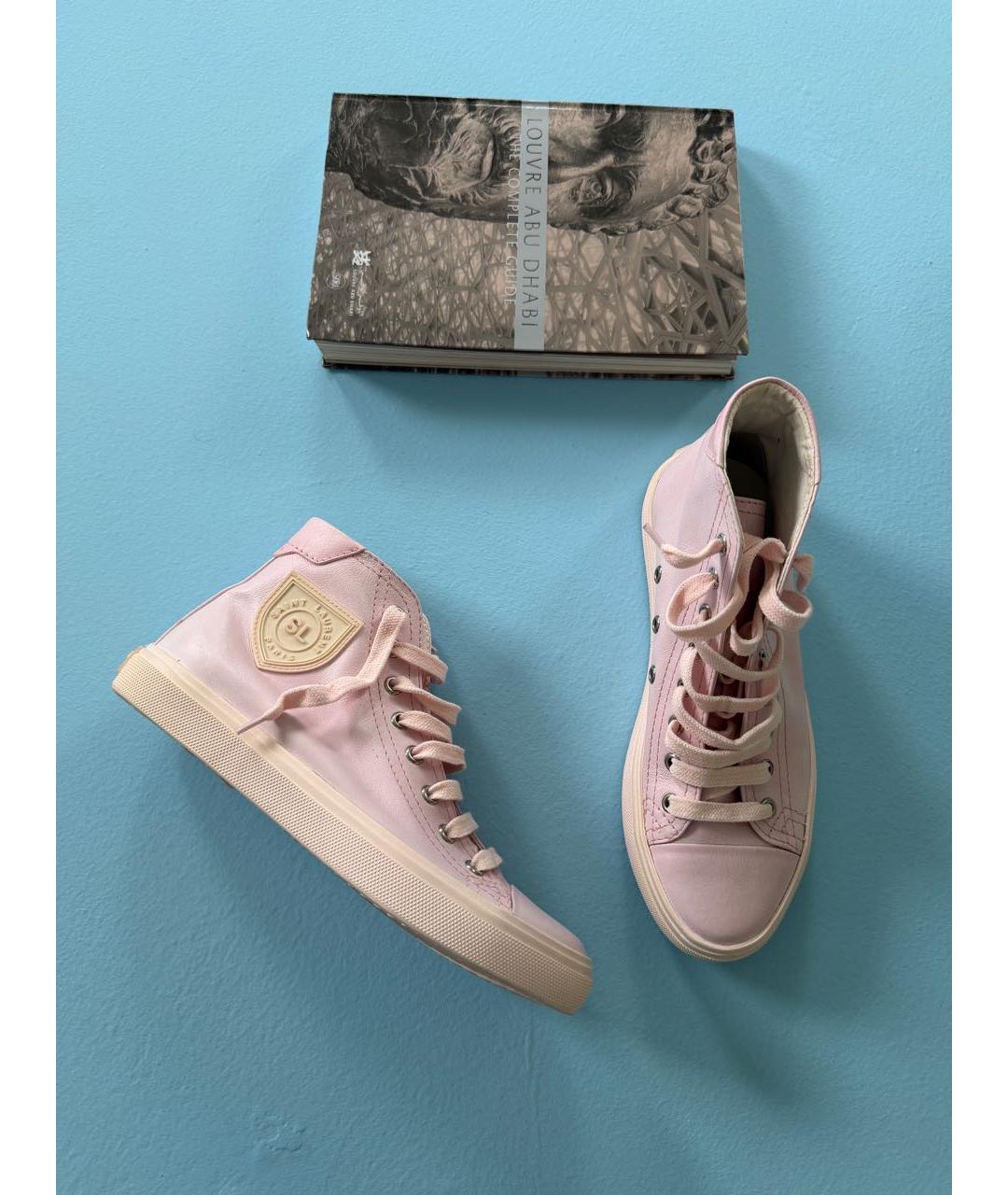 SAINT LAURENT Розовые кожаные кеды, фото 3