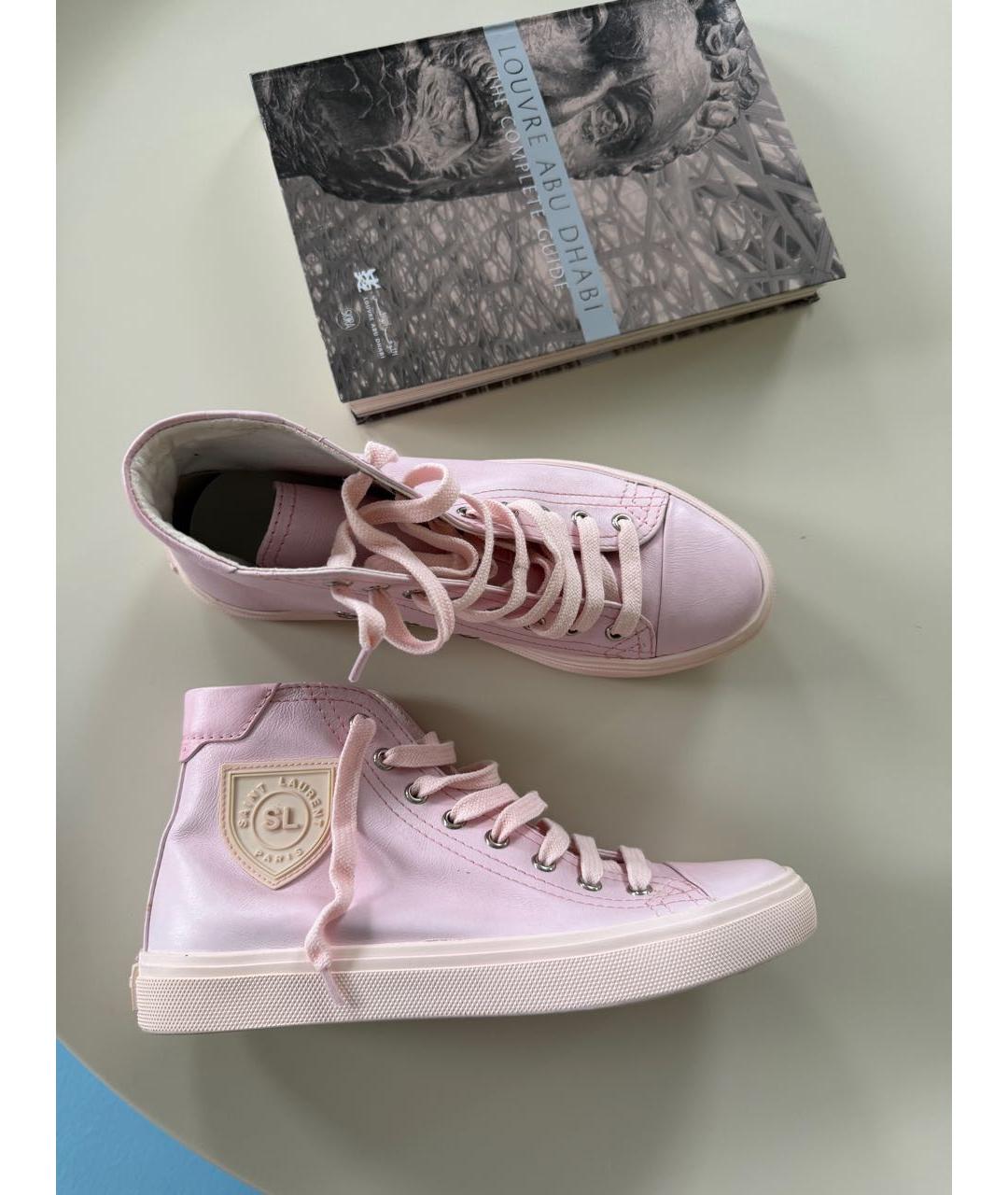 SAINT LAURENT Розовые кожаные кеды, фото 2