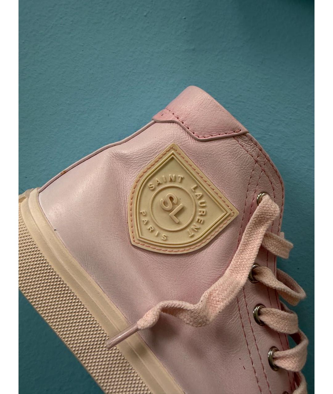 SAINT LAURENT Розовые кожаные кеды, фото 4