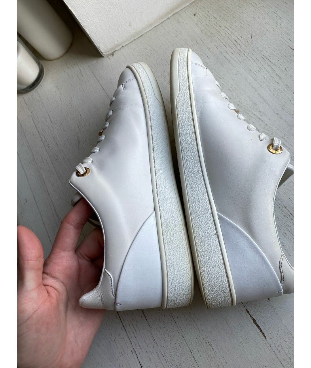 LOUIS VUITTON PRE-OWNED Белые кожаные кроссовки, фото 8
