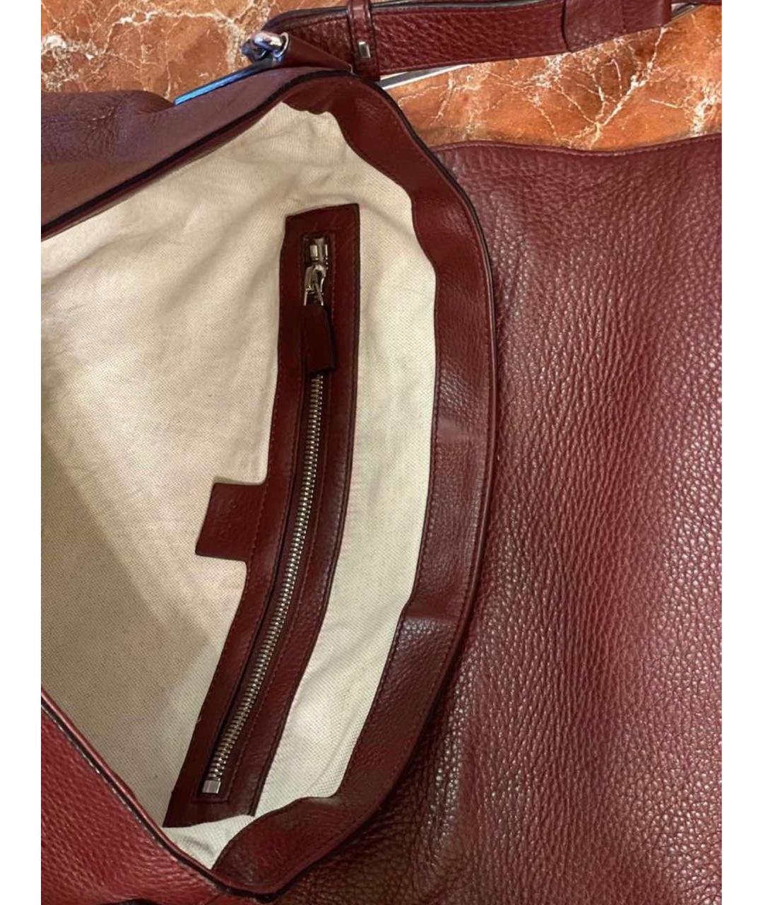 GUCCI Бордовая кожаная сумка на плечо, фото 4
