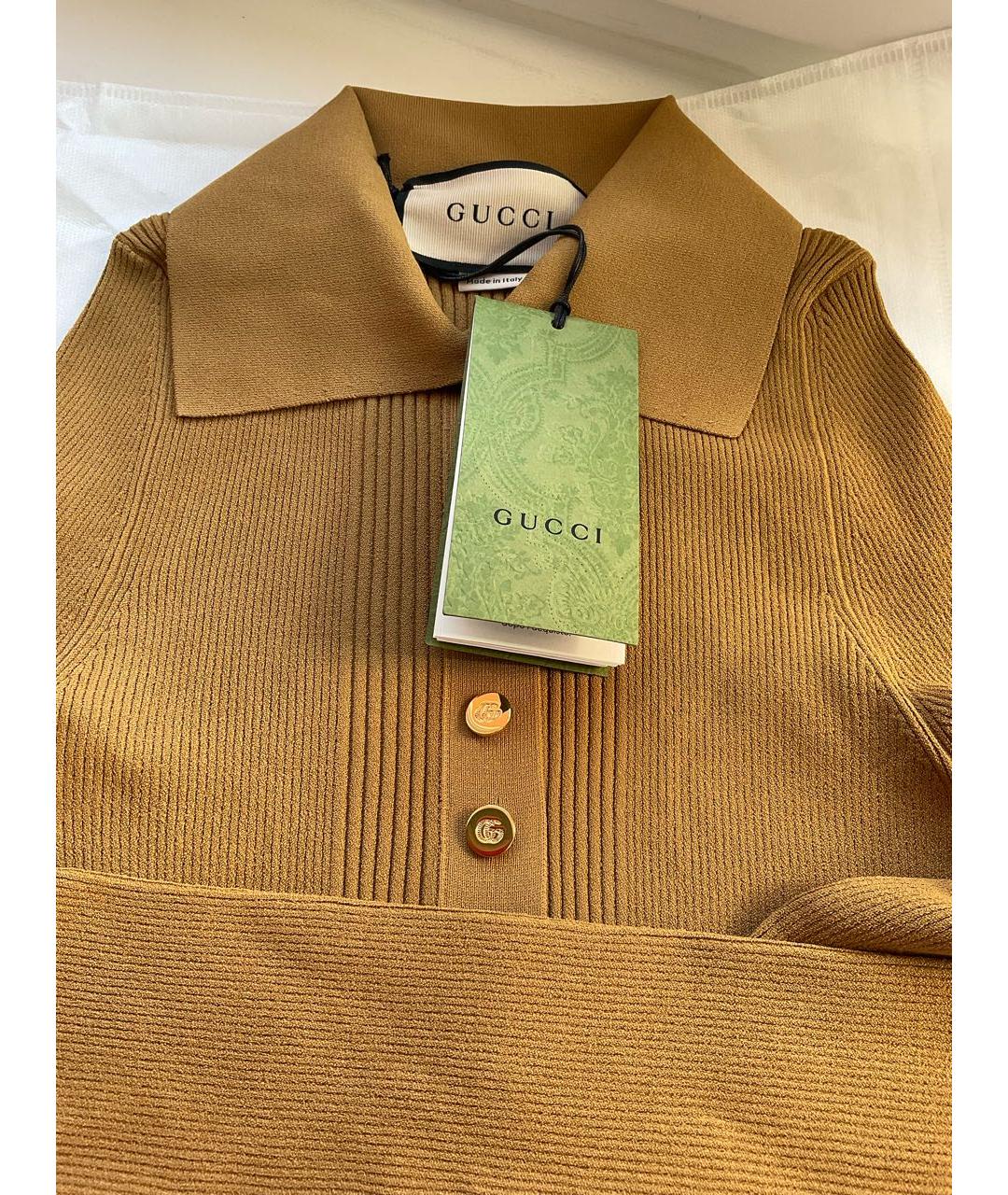GUCCI Горчичный вискозный джемпер / свитер, фото 3