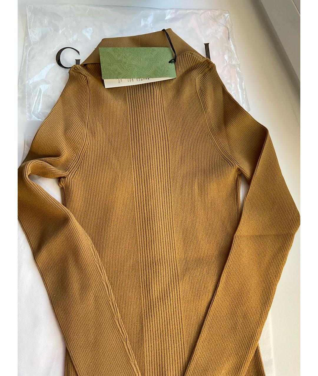 GUCCI Горчичный вискозный джемпер / свитер, фото 2