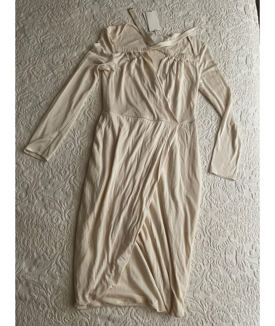 3.1 PHILLIP LIM Бежевое хлопко-эластановое коктейльное платье, фото 6