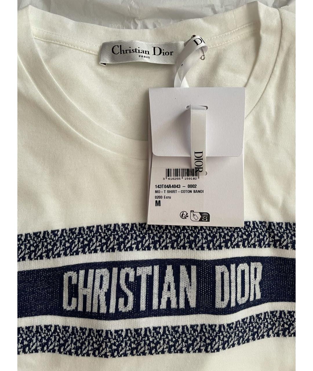 CHRISTIAN DIOR Белая хлопковая футболка, фото 3