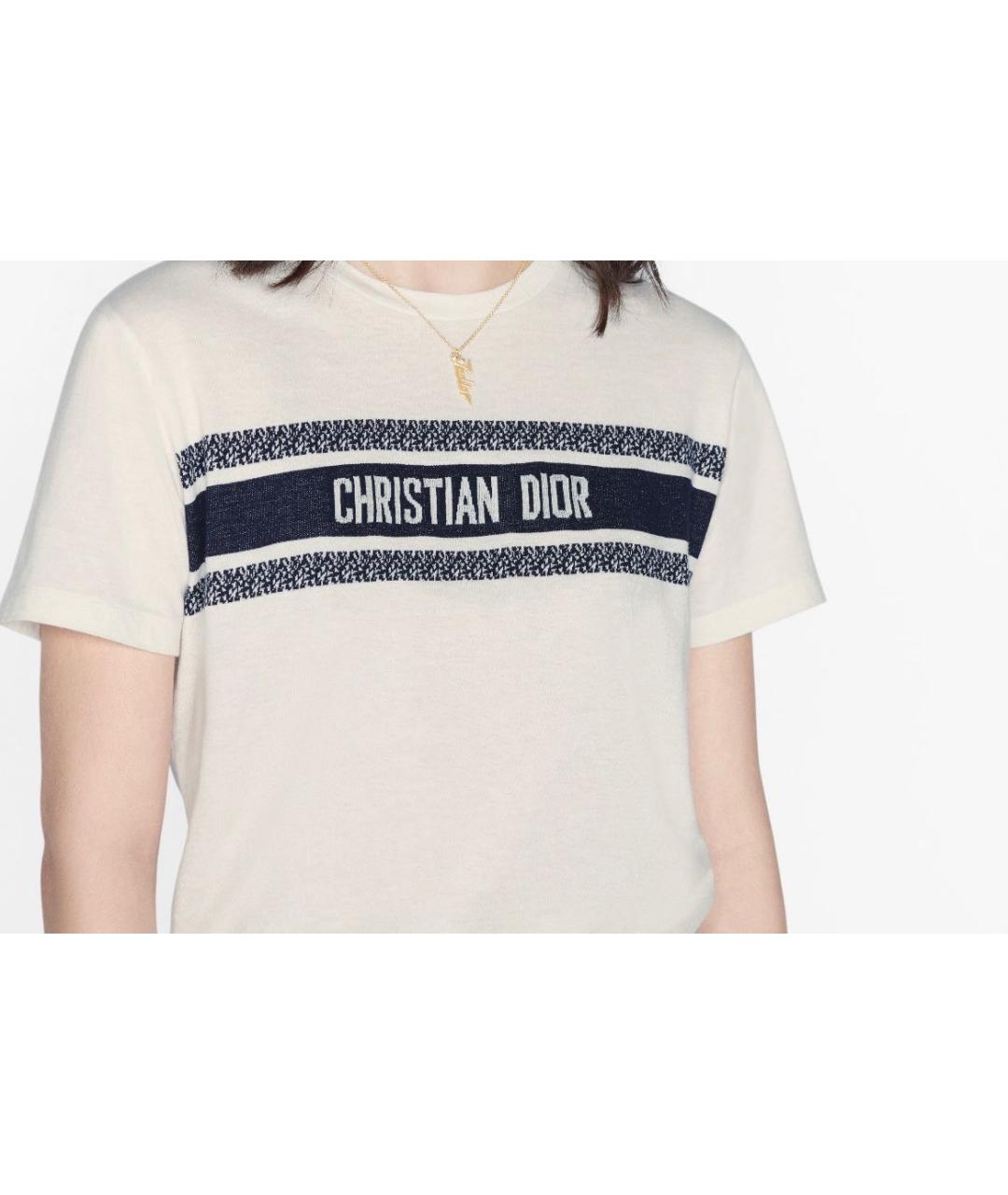 CHRISTIAN DIOR Белая хлопковая футболка, фото 2