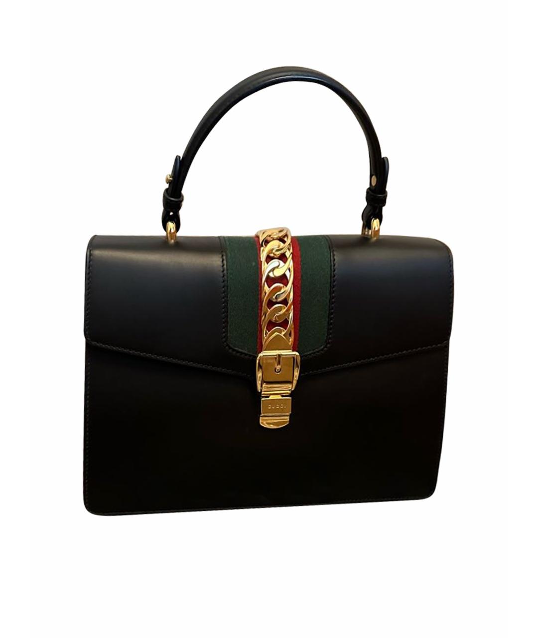 GUCCI Черная кожаная сумка с короткими ручками, фото 1