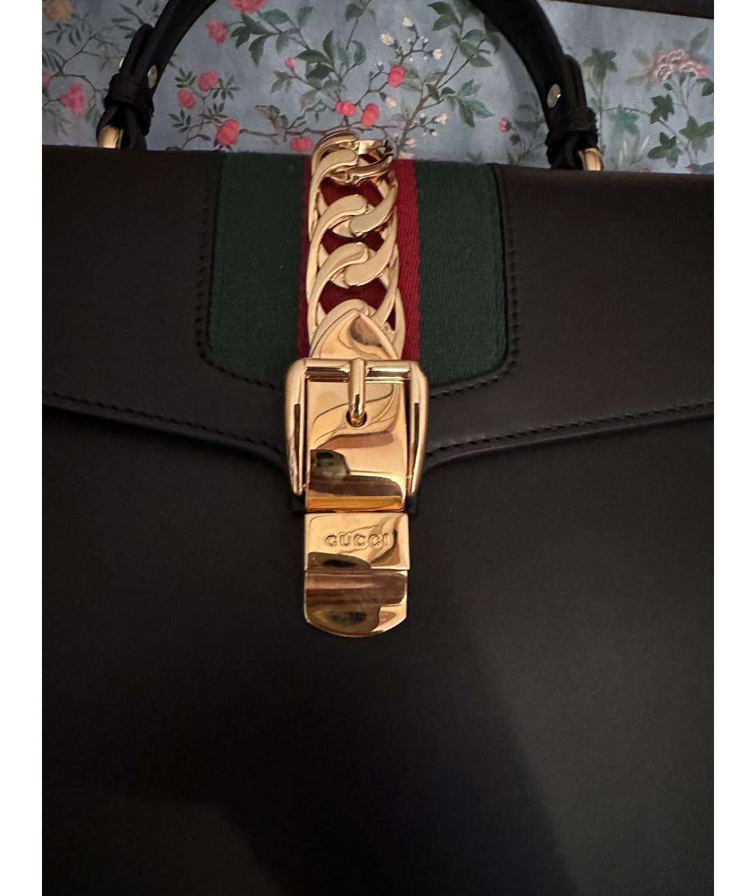 GUCCI Черная кожаная сумка с короткими ручками, фото 3