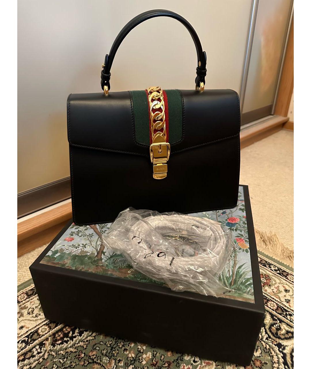 GUCCI Черная кожаная сумка с короткими ручками, фото 4