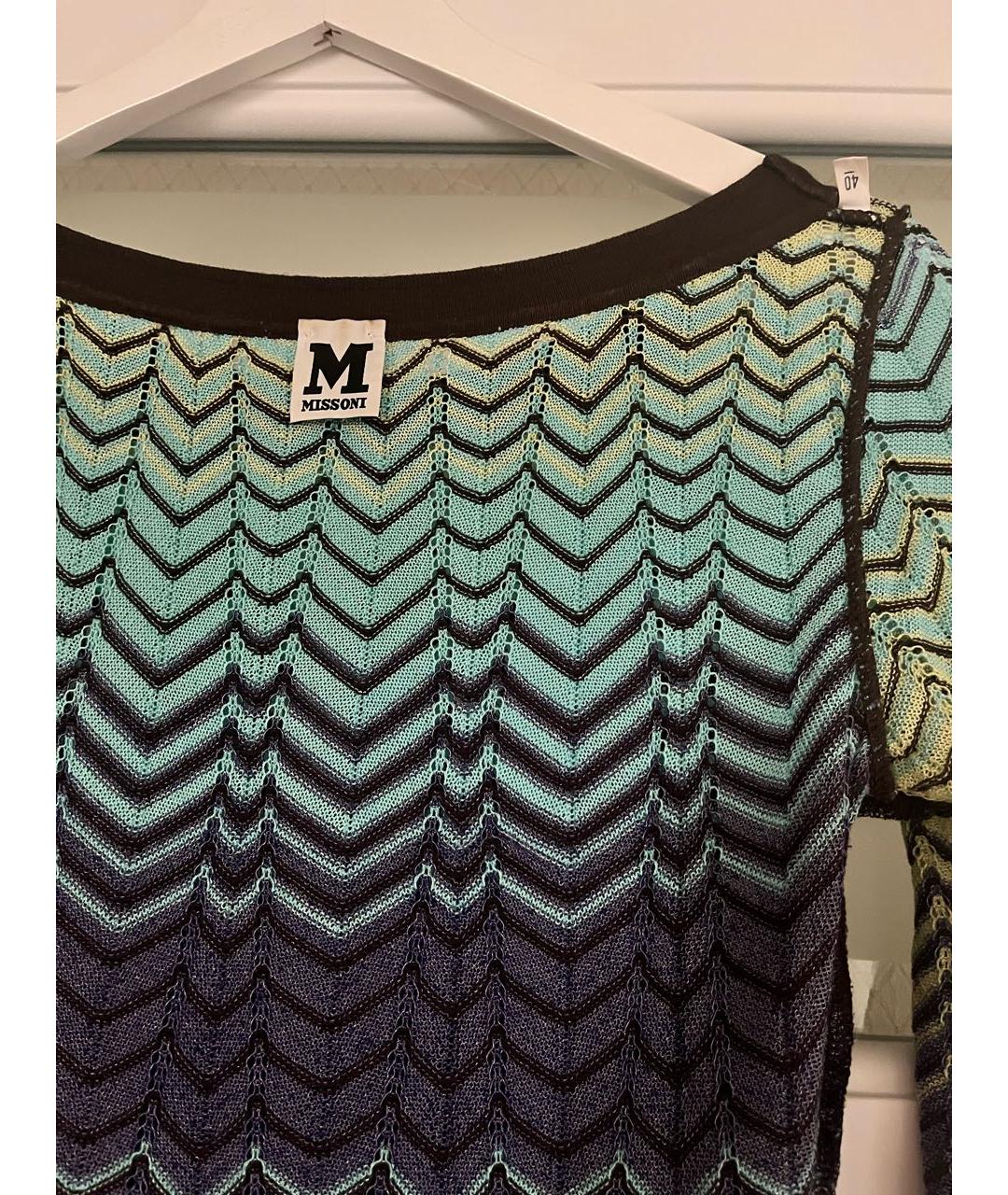 M MISSONI Бирюзовое хлопко-эластановое повседневное платье, фото 3