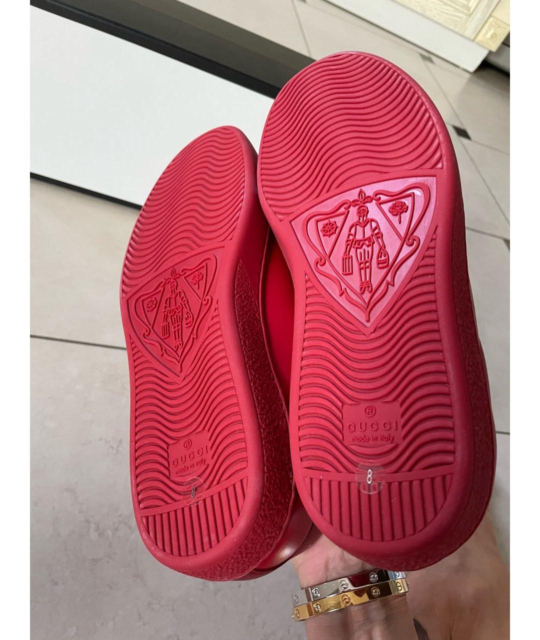 GUCCI Красные кожаные низкие кроссовки / кеды, фото 5