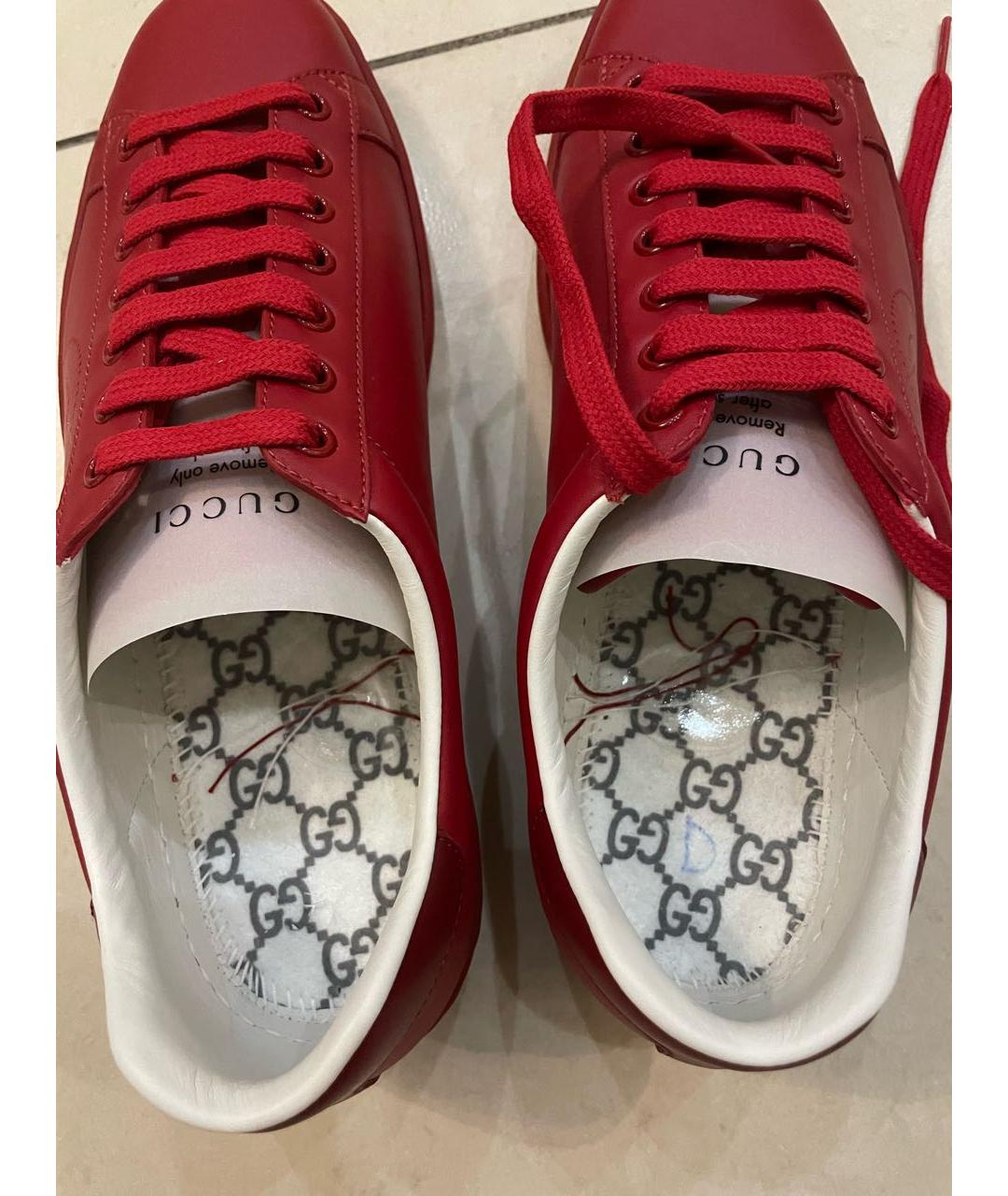 GUCCI Красные кожаные низкие кроссовки / кеды, фото 8