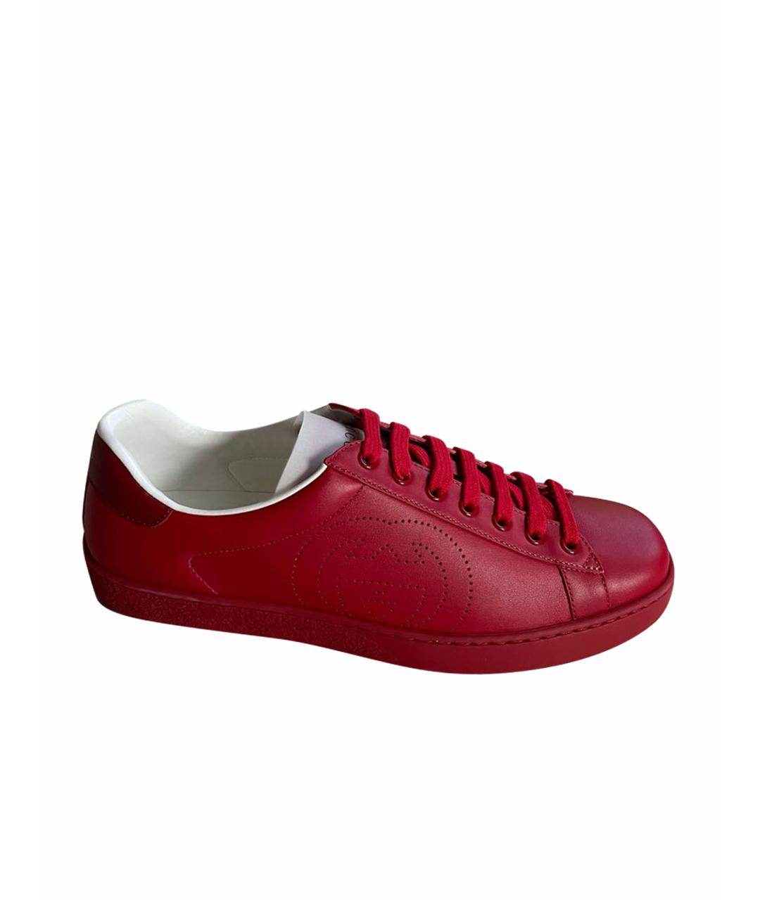 GUCCI Красные кожаные низкие кроссовки / кеды, фото 1