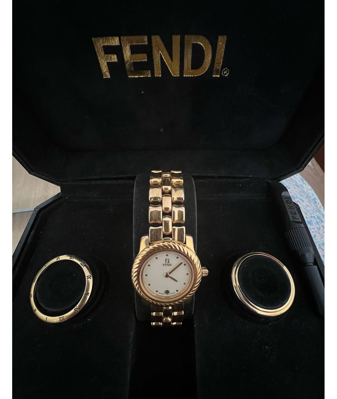 FENDI Золотые позолоченные часы, фото 5