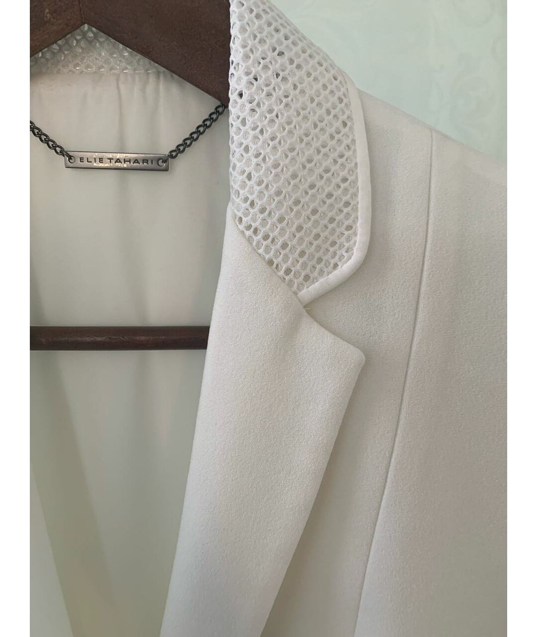 ELIE TAHARI Белый полиэстеровый жакет/пиджак, фото 5