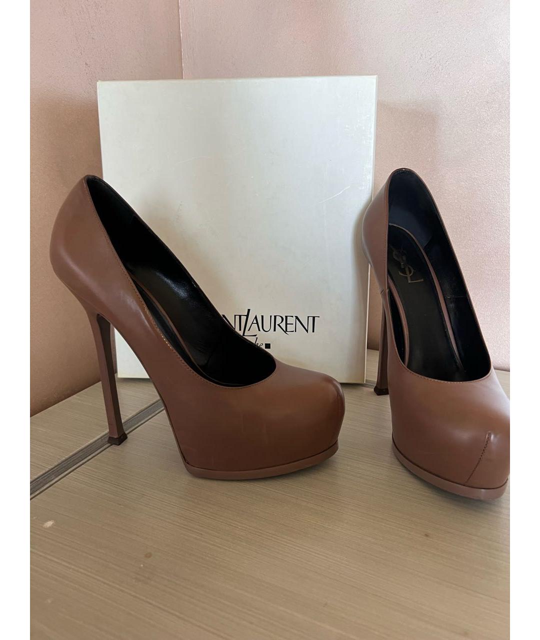 SAINT LAURENT Бежевые кожаные туфли, фото 6