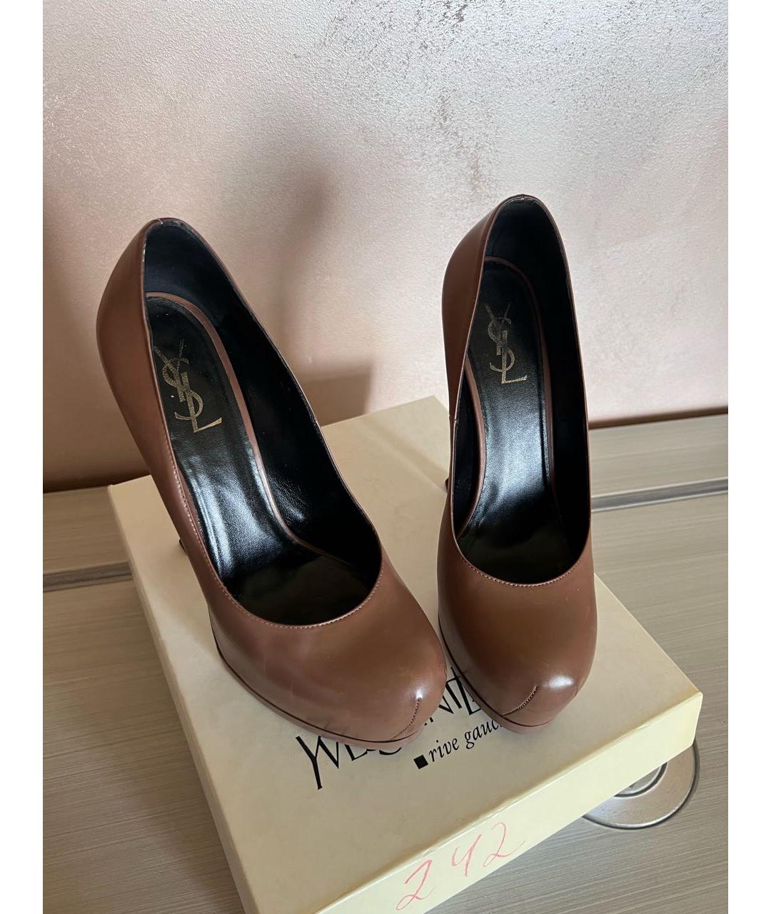 SAINT LAURENT Бежевые кожаные туфли, фото 4