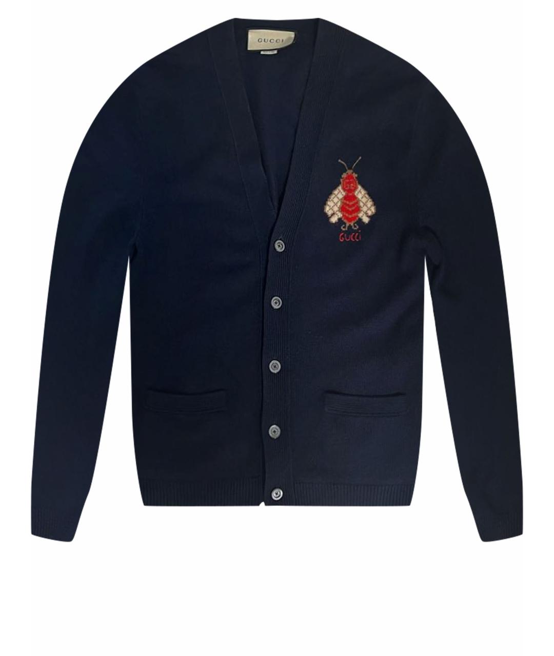 GUCCI Темно-синий кашемировый кардиган, фото 1