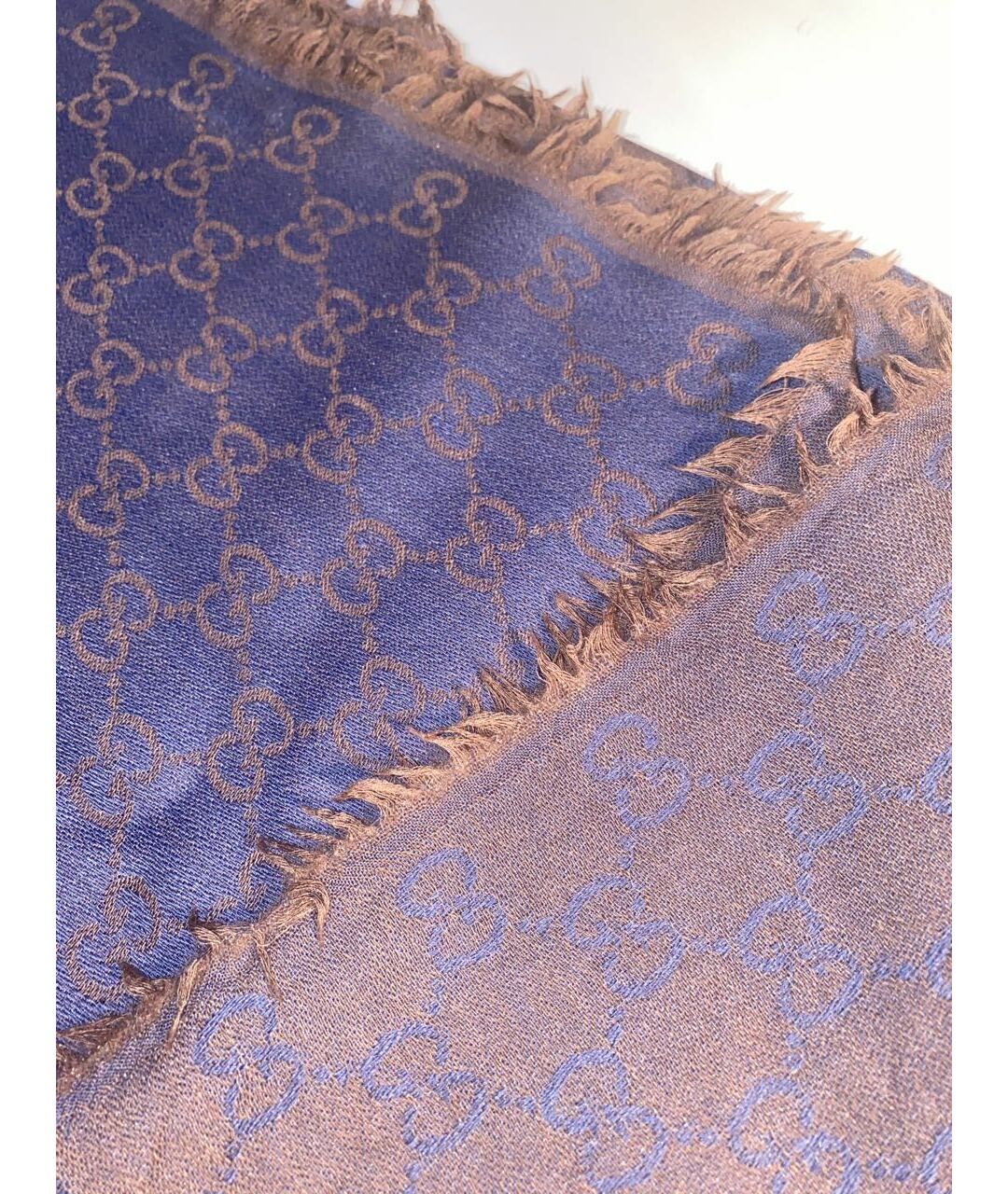 GUCCI Синий шерстяной шарф, фото 2