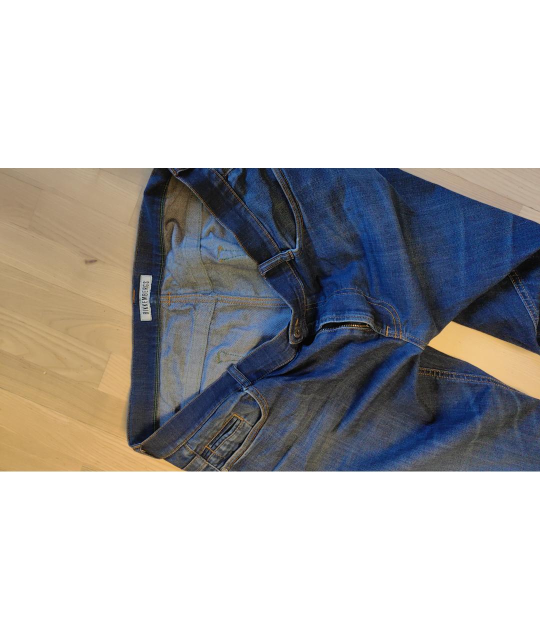BIKKEMBERGS Синие хлопко-полиэстеровые прямые джинсы, фото 3