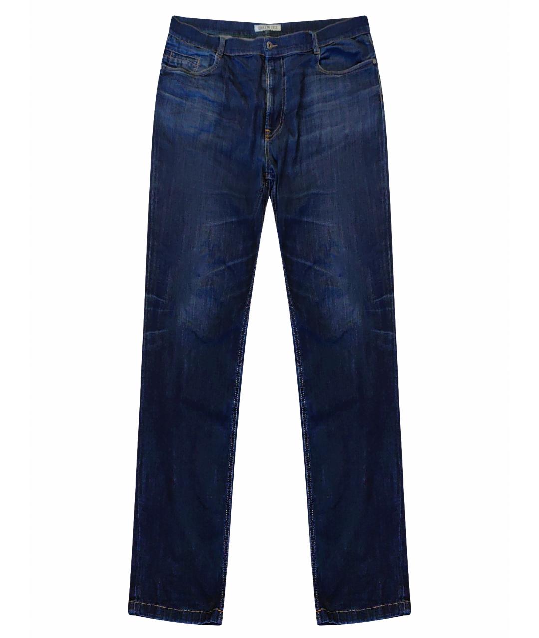 BIKKEMBERGS Синие хлопко-полиэстеровые прямые джинсы, фото 1