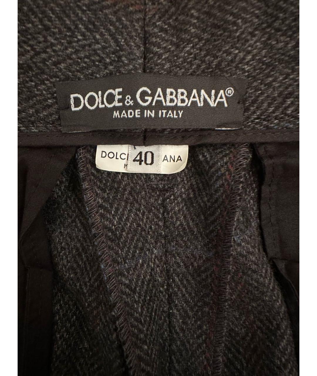 DOLCE&GABBANA Антрацитовые шерстяные брюки широкие, фото 4