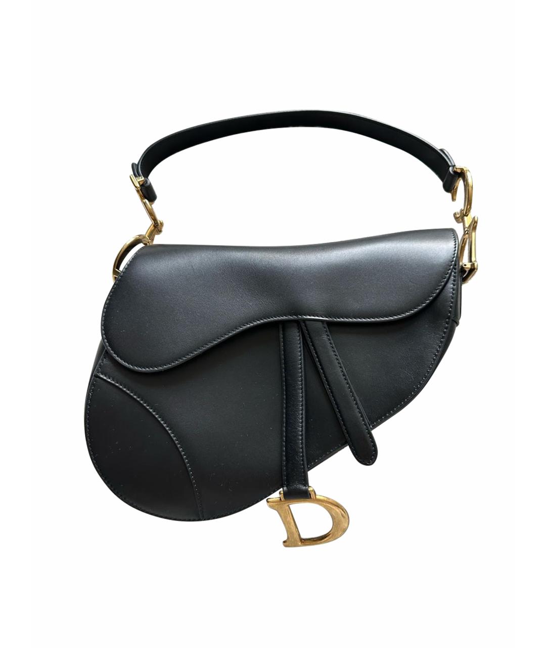 Dior black leather saddle bag best sale