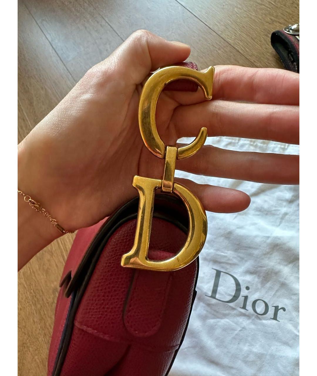 CHRISTIAN DIOR Бордовая кожаная сумка с короткими ручками, фото 5