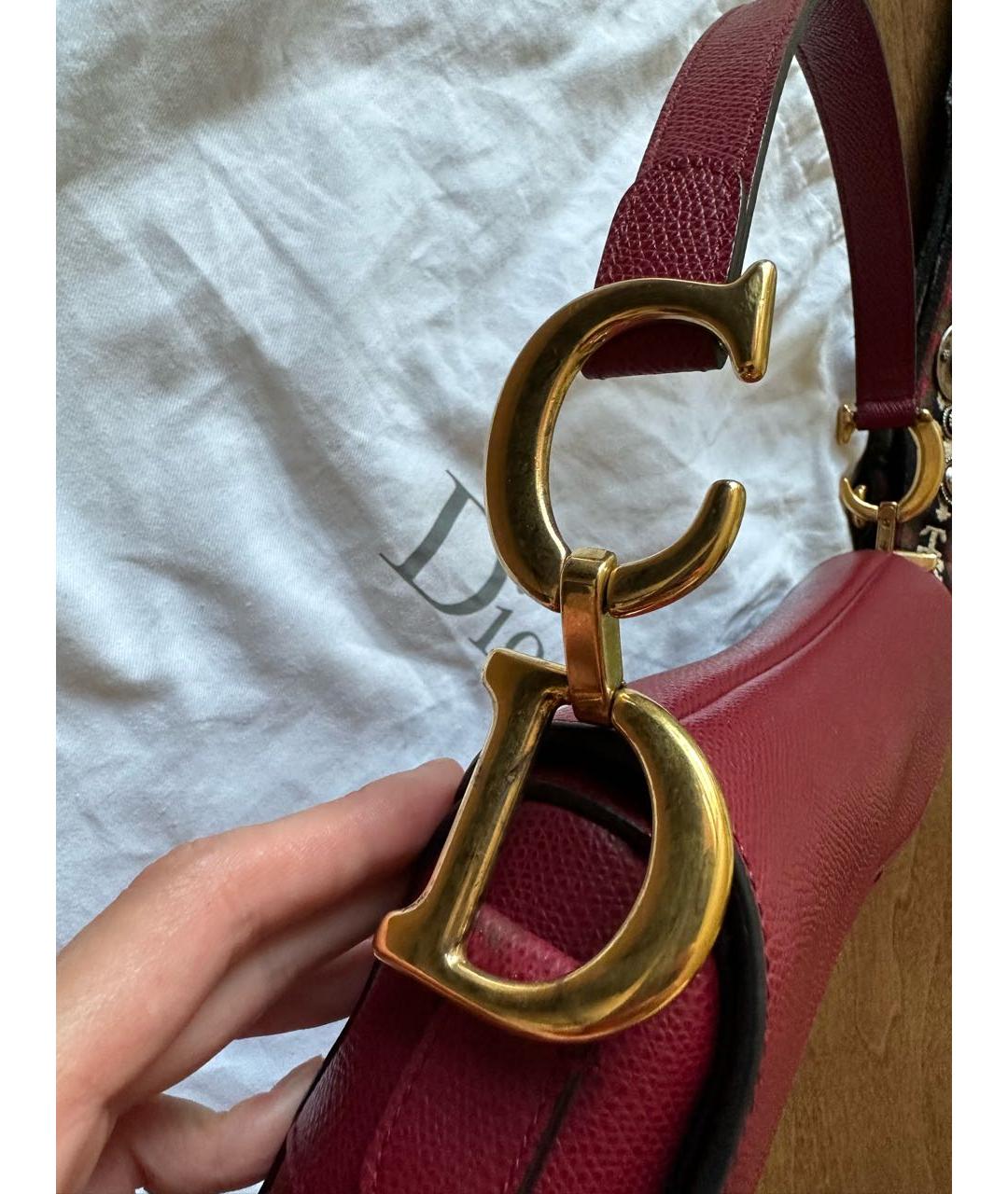 CHRISTIAN DIOR Бордовая кожаная сумка с короткими ручками, фото 2