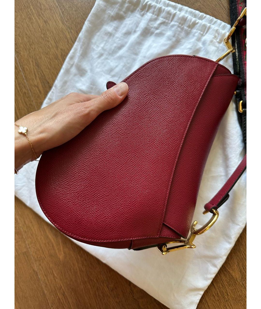 CHRISTIAN DIOR Бордовая кожаная сумка с короткими ручками, фото 7