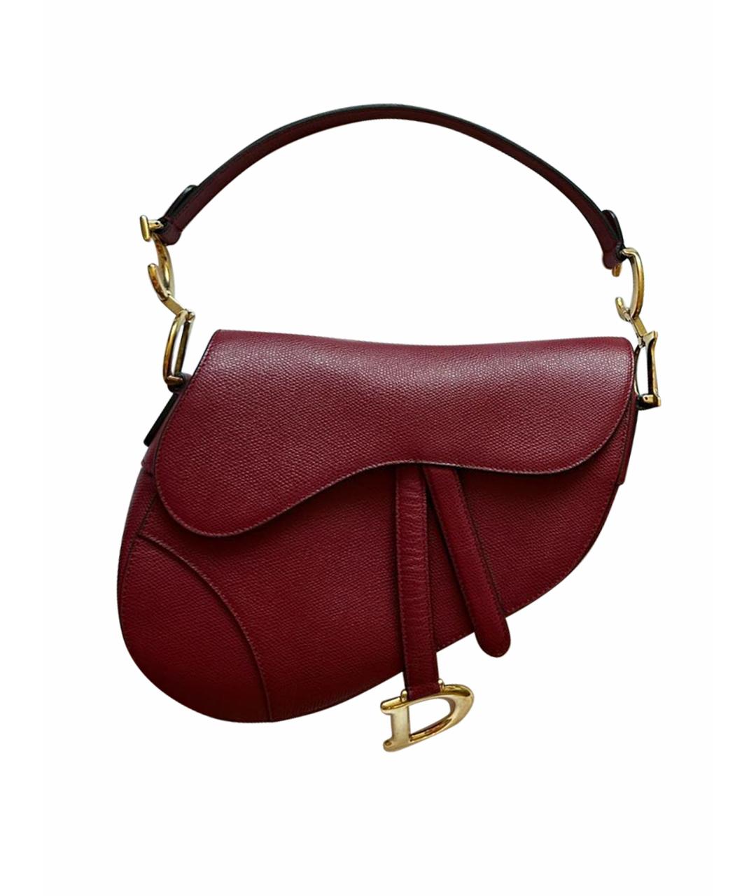 CHRISTIAN DIOR Бордовая кожаная сумка с короткими ручками, фото 1