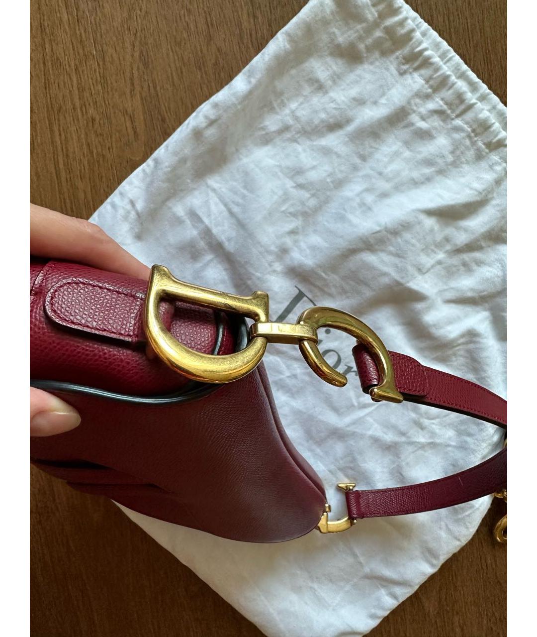 CHRISTIAN DIOR Бордовая кожаная сумка с короткими ручками, фото 3