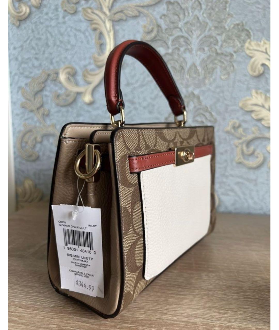 COACH Коричневая кожаная сумка через плечо, фото 2