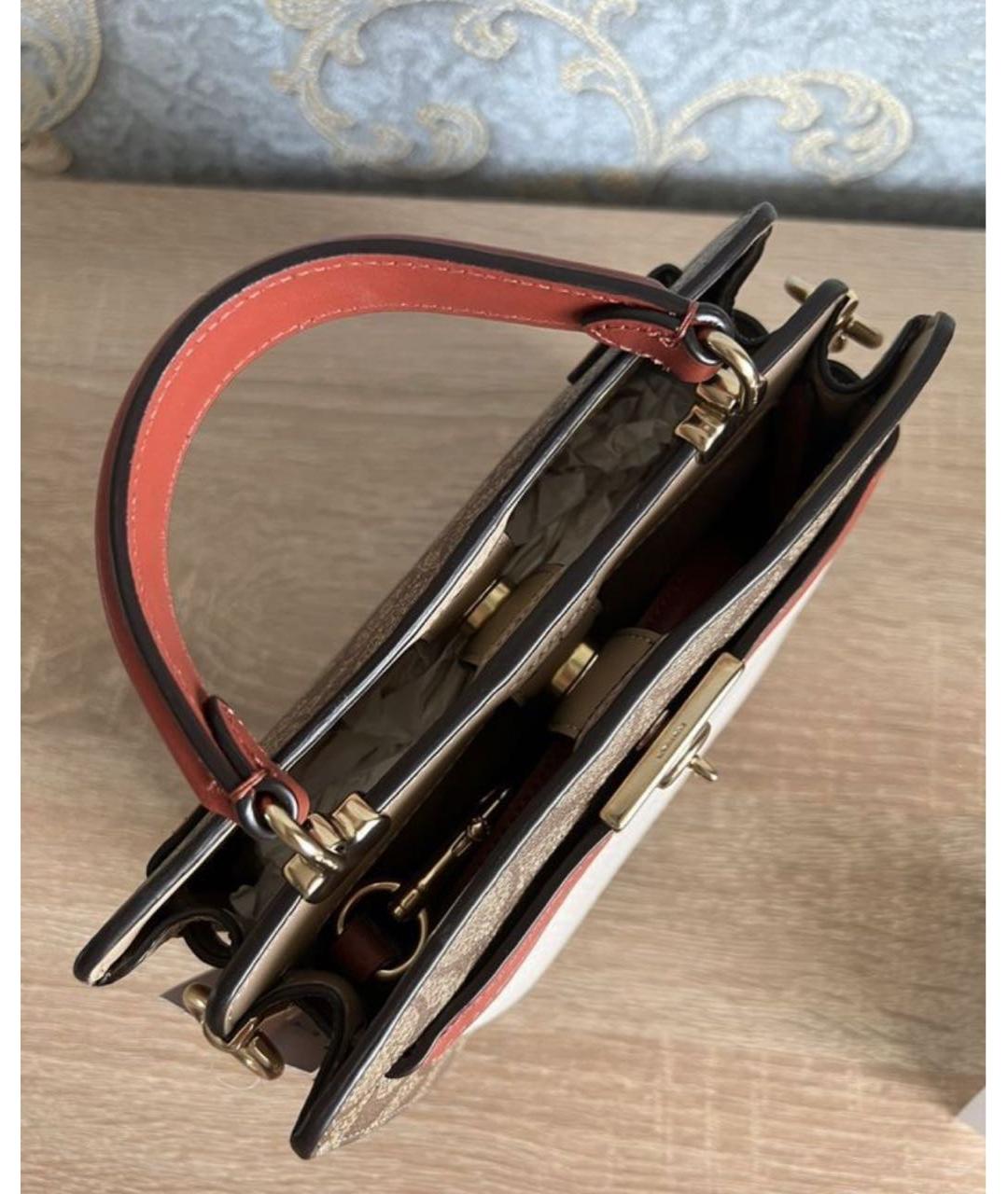 COACH Коричневая кожаная сумка через плечо, фото 4