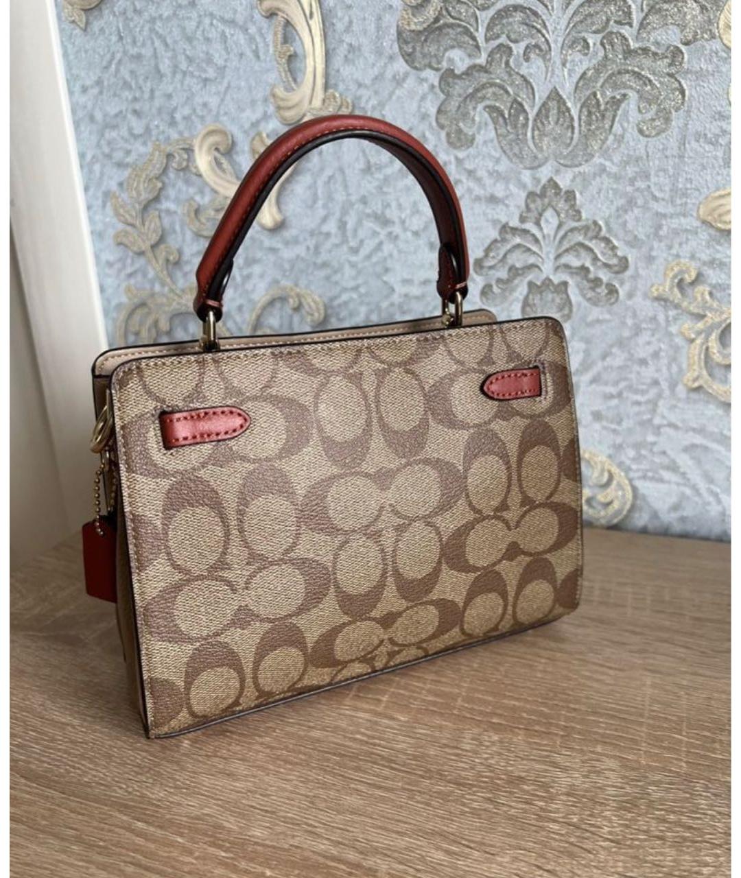 COACH Коричневая кожаная сумка через плечо, фото 3