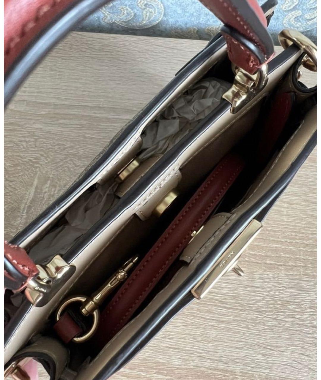 COACH Коричневая кожаная сумка через плечо, фото 5