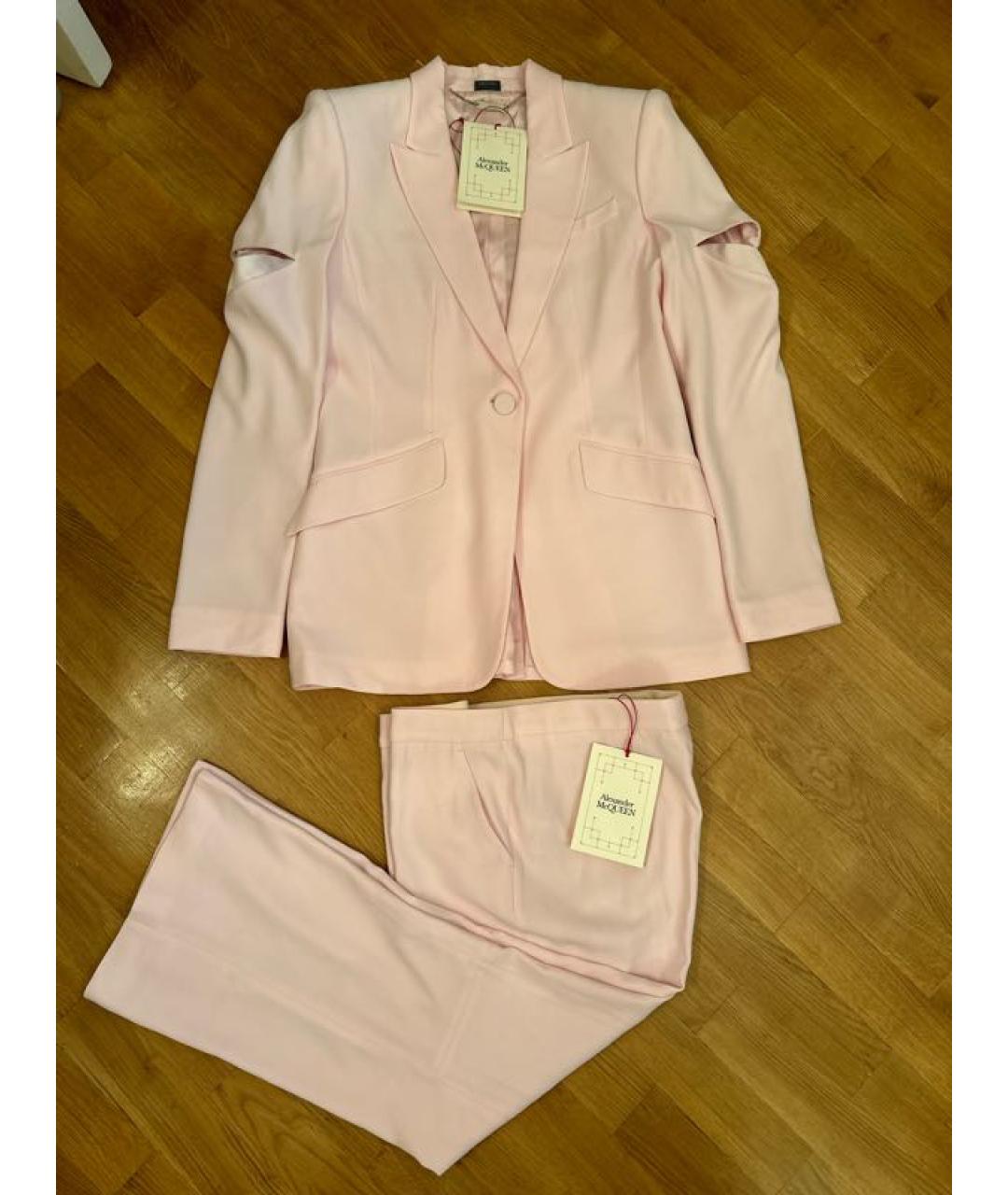 ALEXANDER MCQUEEN Розовый вискозный костюм с брюками, фото 9