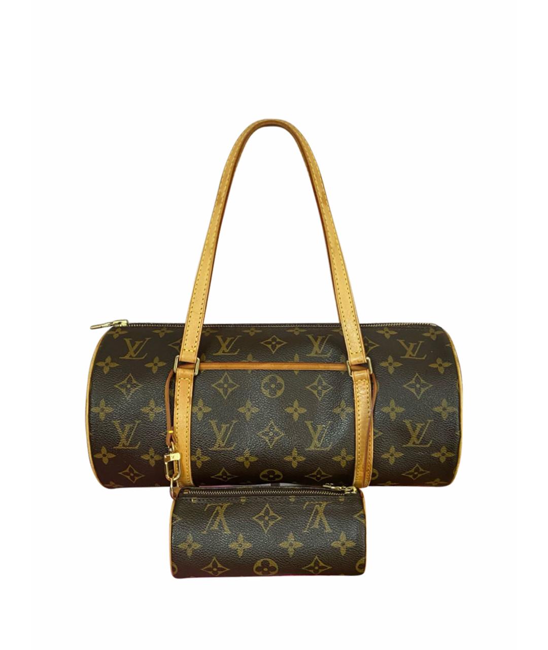 LOUIS VUITTON Коричневая кожаная сумка с короткими ручками, фото 1