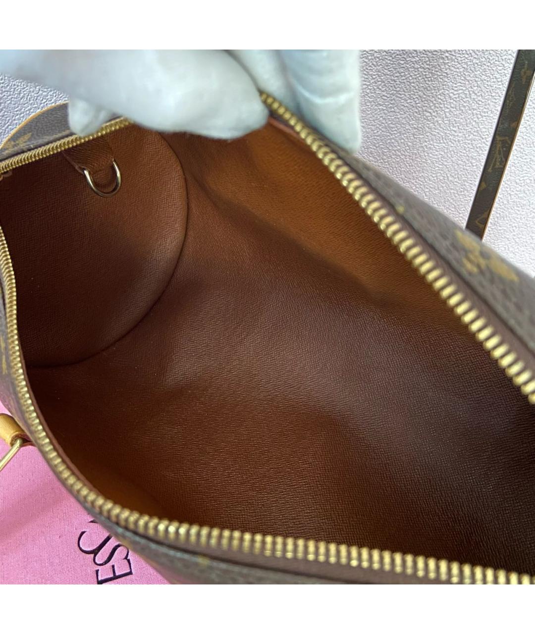 LOUIS VUITTON Коричневая кожаная сумка с короткими ручками, фото 4