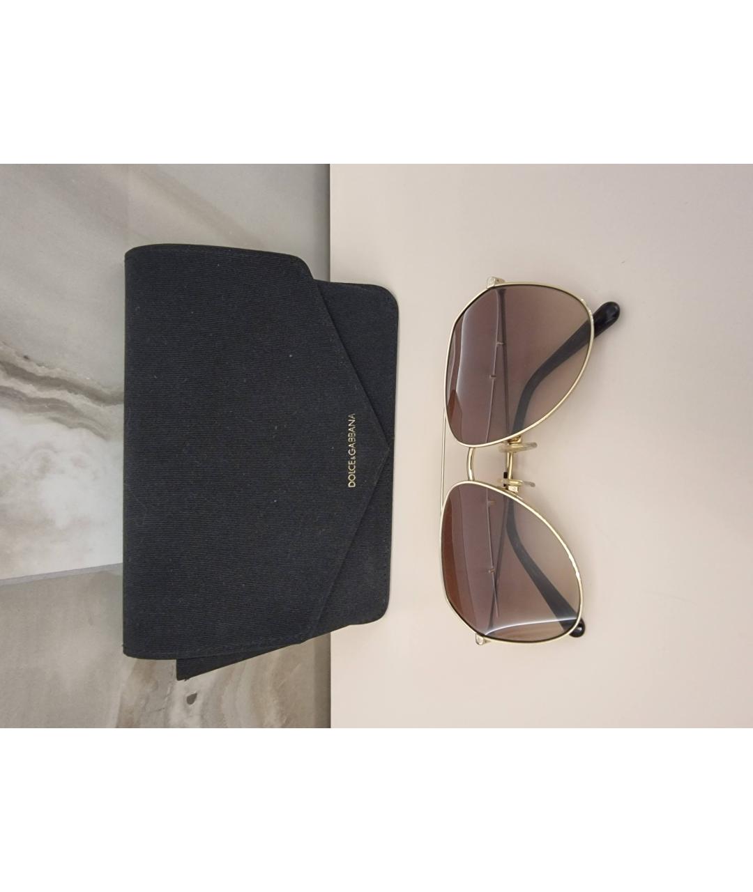 DOLCE&GABBANA Коричневые металлические солнцезащитные очки, фото 2