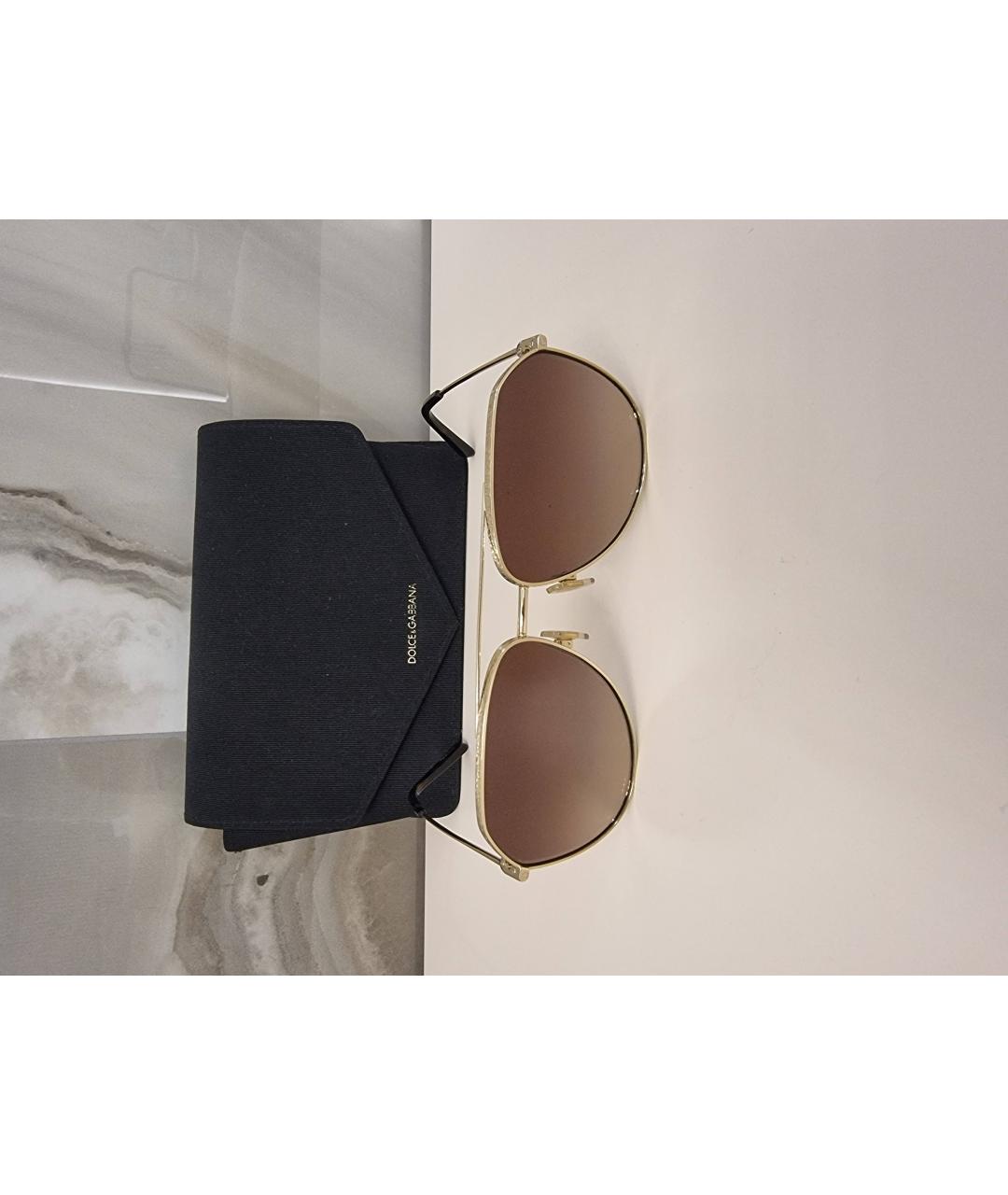 DOLCE&GABBANA Коричневые металлические солнцезащитные очки, фото 3