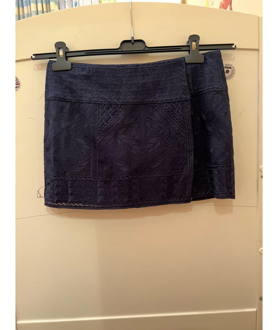 ISABEL MARANT Темно-синяя шелковая юбка мини, фото 5
