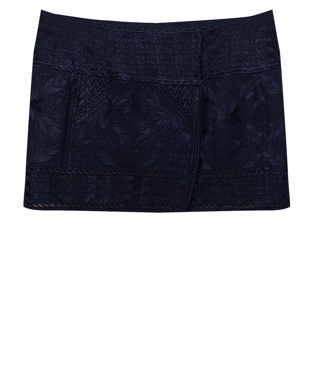 ISABEL MARANT Темно-синяя шелковая юбка мини, фото 1