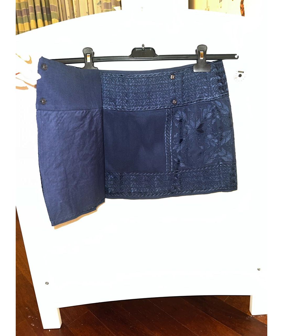 ISABEL MARANT Темно-синяя шелковая юбка мини, фото 2