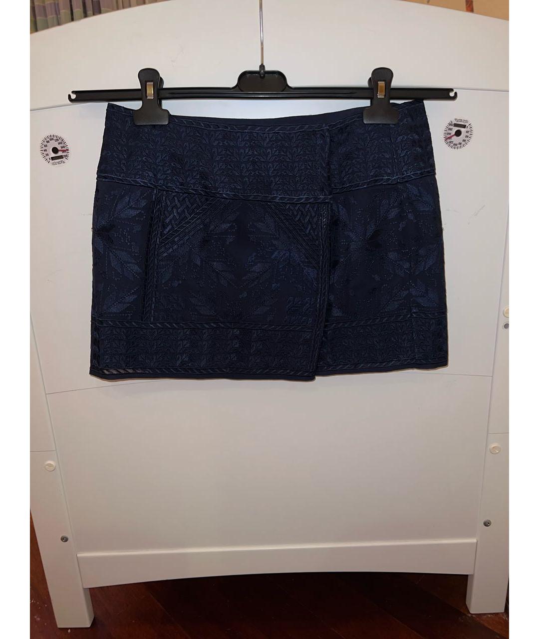 ISABEL MARANT Темно-синяя шелковая юбка мини, фото 7