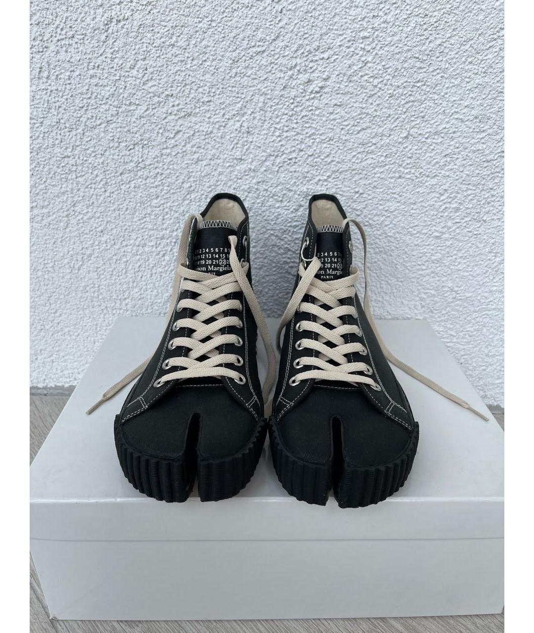 MAISON MARGIELA Черные текстильные высокие кроссовки / кеды, фото 2