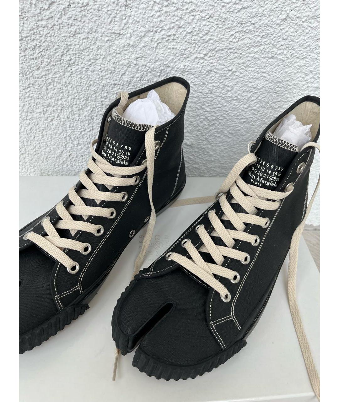 MAISON MARGIELA Черные текстильные высокие кроссовки / кеды, фото 3