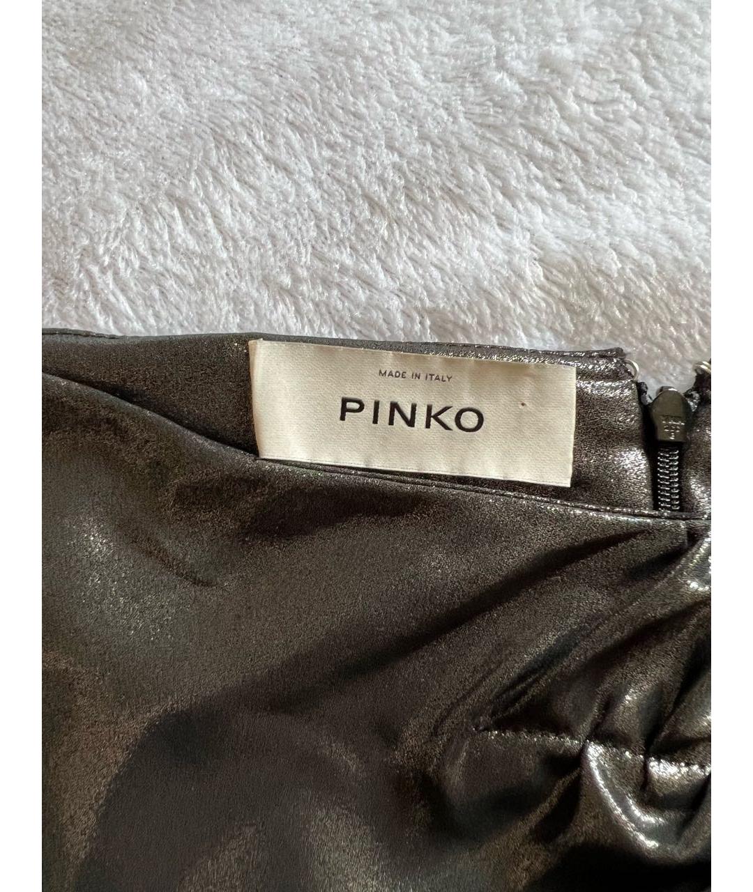 PINKO Антрацитовая полиэстеровая юбка мини, фото 4