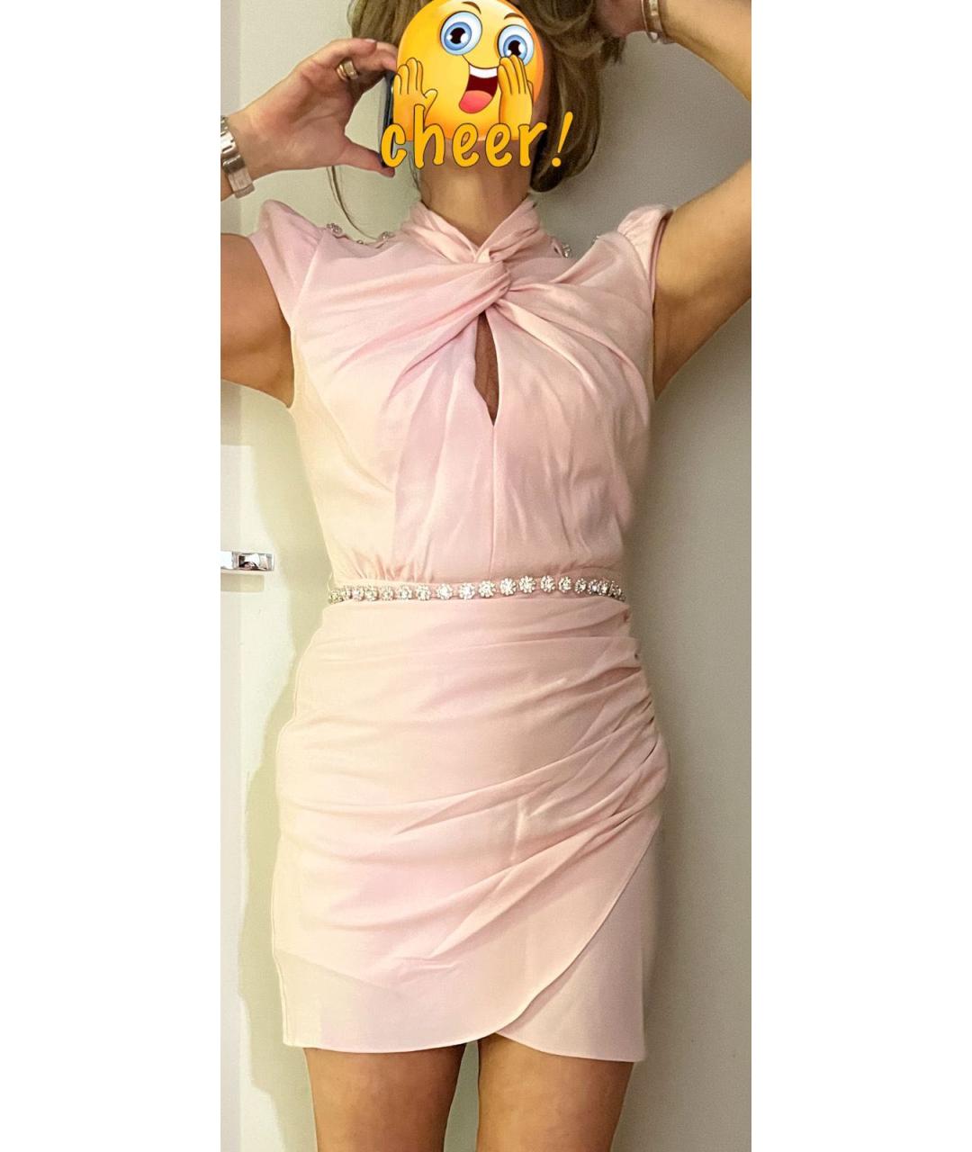 SELF-PORTRAIT Розовое креповое коктейльное платье, фото 2