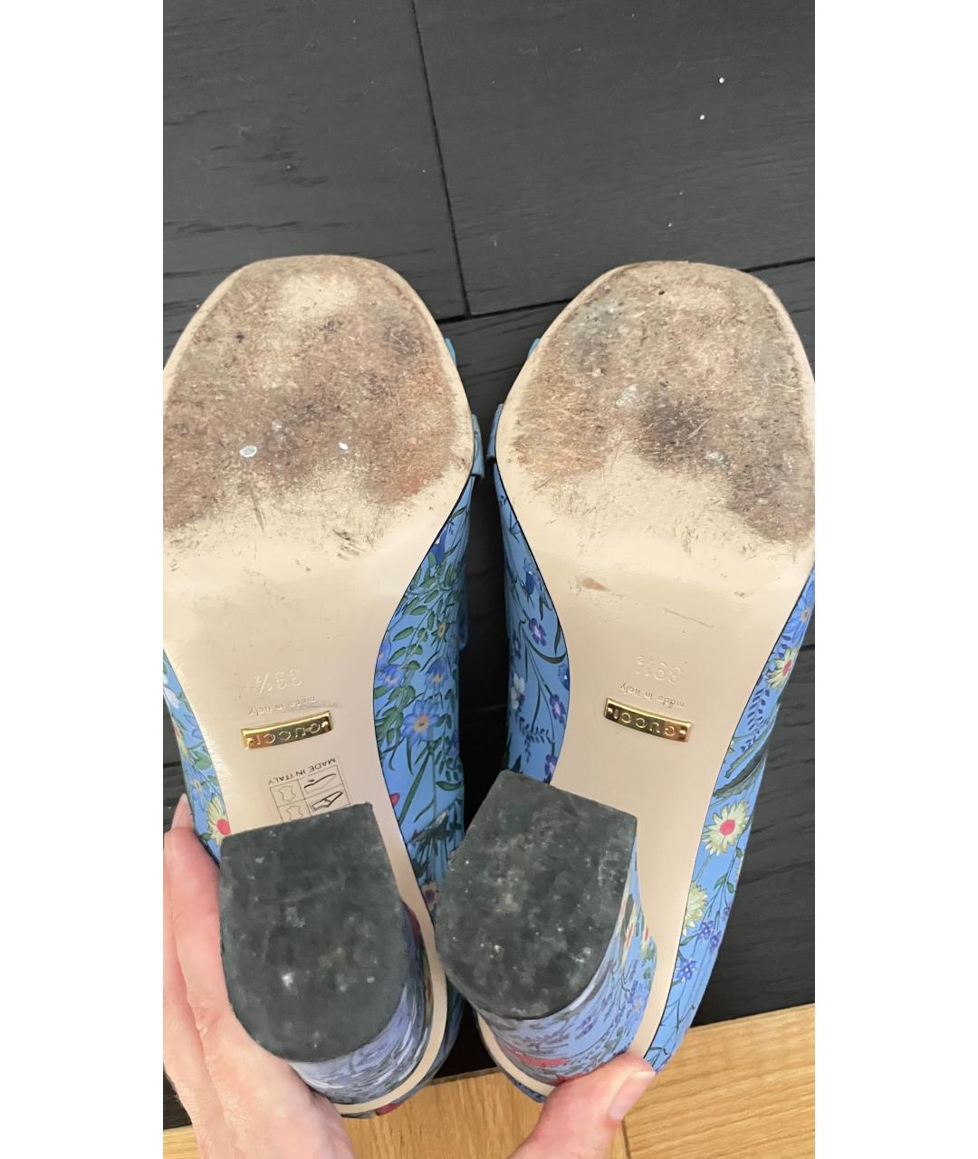 GUCCI Голубые кожаные туфли, фото 5